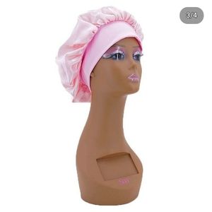 3 Piece Pink Silk Bonnet Set